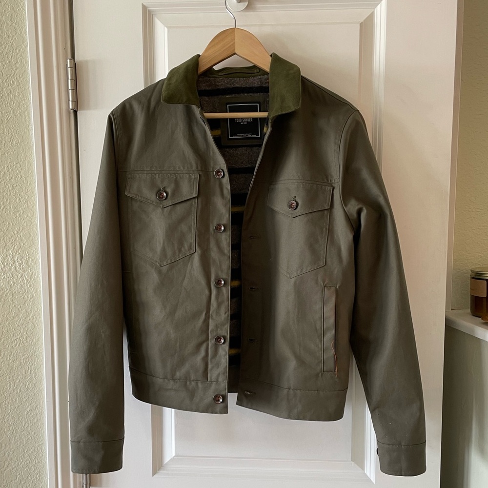 Blanket Lined Waxed Dylan Jacket in Olive